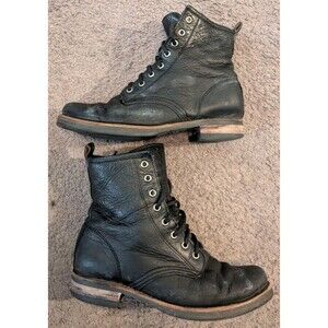 Frye Veronica Black Leather Combat Boots Women's 8 B